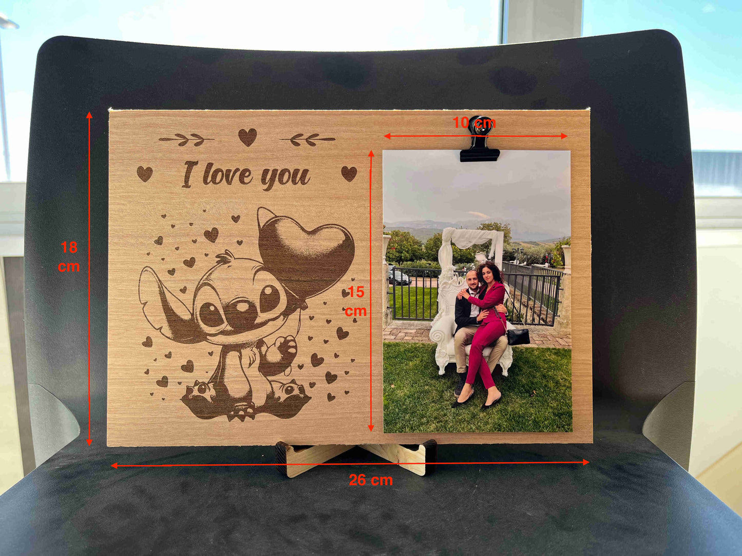 Portafoto in legno Stitch Disney Ti voglio bene