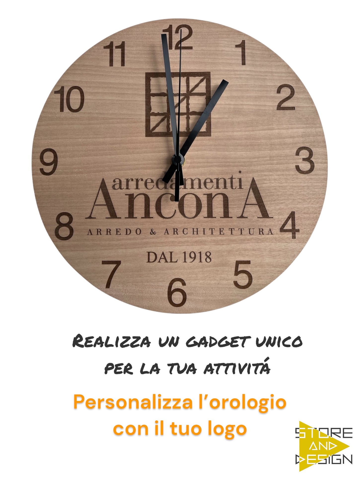 Foto o logo personalizzati su orologio da parete