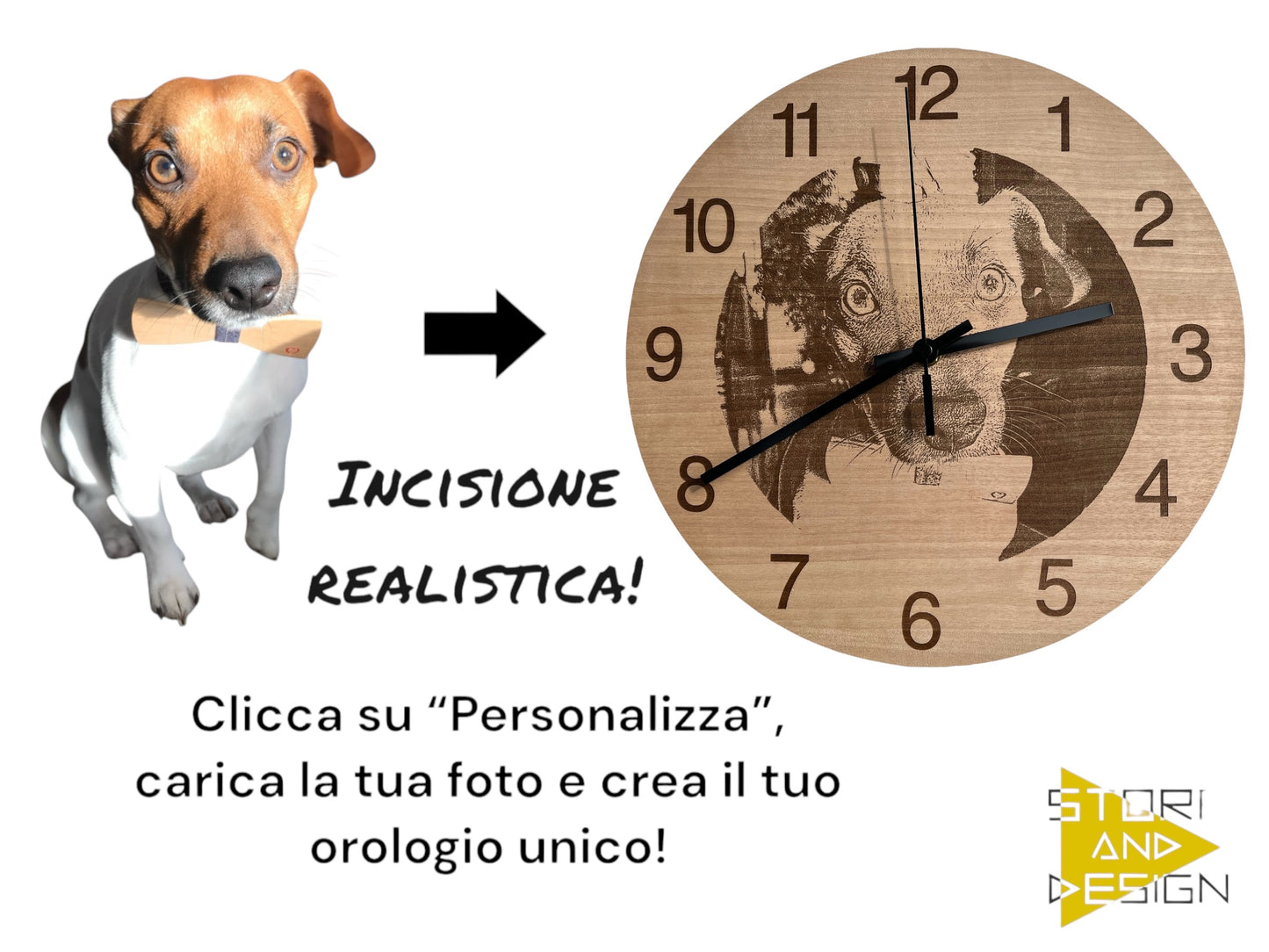Foto o logo personalizzati su orologio da parete
